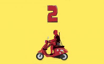 Deadpool 2, funny, scooter, ride, minimal, poster
