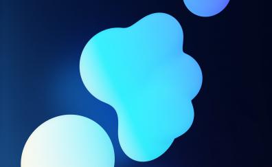 Fluid, sky blue bubbles, HTC U12 Plus, abstract