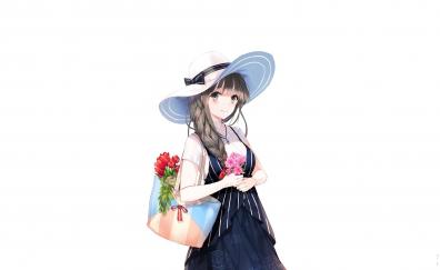 Cute, anime girl, big hat, beautiful