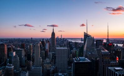 Cityscape, evening, buildings, New York