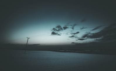 Minimal, evening, electrical poles, clouds, landscape