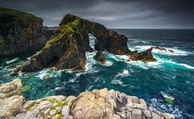 Rock arch, coast, sea, nature