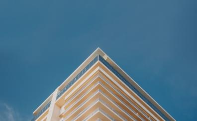 Urban building, facade, blue sky