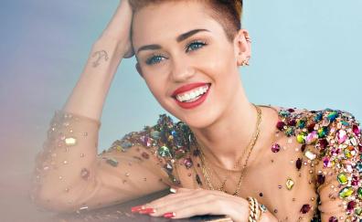 Red lips, smile, Miley Cyrus