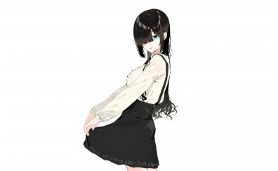 School uniform, cute, anime girl, minimal, art