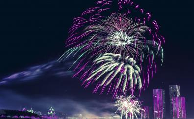 Purple, fireworks, celebrations, night