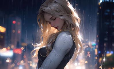 Gwen Stacy in the rain, beautiful girl