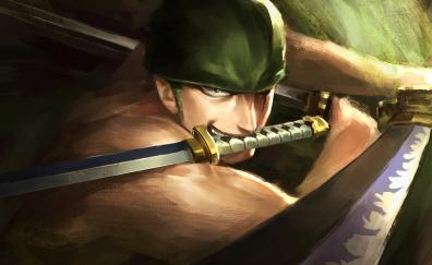 Artwork, warrior, Roronoa Zoro, One Piece