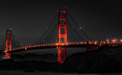 Golden Gate Bridge, night, architecture