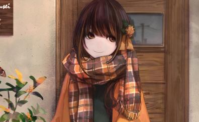 Winter, cute, anime girl, artwork