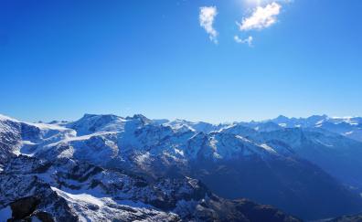 Altitude, sunny day, blue sky, mountains, nature