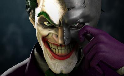 Joker, face-off, Batman's mask, dc comics, art