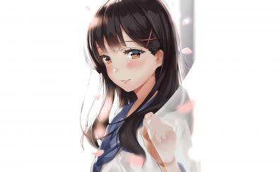 Anime girl, brown eyes, cute
