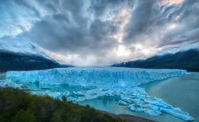 Iceberg, iceland, glacier, clouds, sea, nature