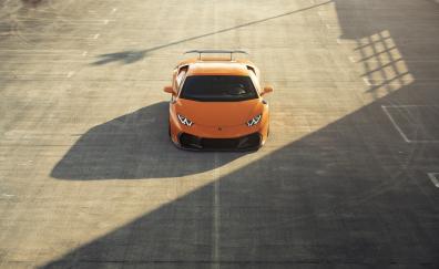 Sports car, orange, Lamborghini Huracan