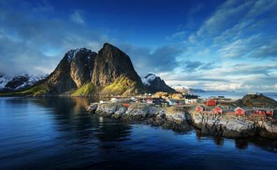 Coast, mountains, beautiful Lofoten Islands, Norway