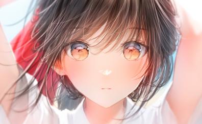 Curious and cute eyes, girl anime, original