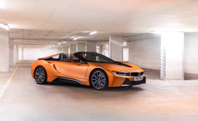 Orange, sports car, BMW i8