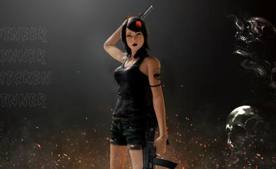 Woman with guns, PUBG, gaming