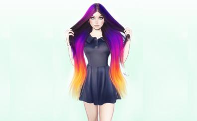 Colorful hairs, urban woman, minimal
