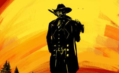 Red Dead Redemption 2, cowboy, silhouette, fan art
