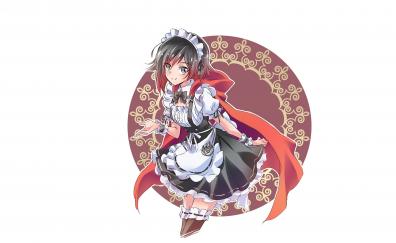 Cute, Ruby rose, maid's outfit, anime girl
