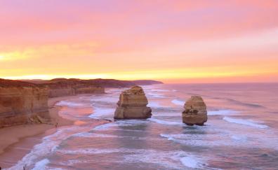 The Twelve Apostles, cliff, coast, unset, Victoria, Australia