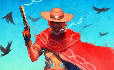 Overwatch, Mccree, game, cowboy