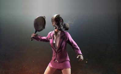 PUBG Battle Royale, woman in gas mask, mobile game