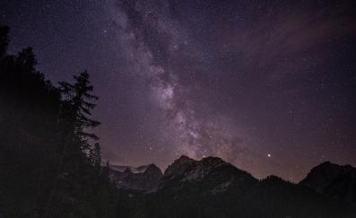 Nature, milky way, silhouette, mountains