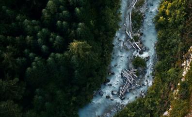 Whistler, Canada, water current, river, forest, tree, nature, aerial view