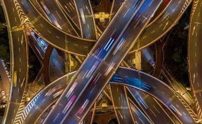 Aerial view, highway, overlapping