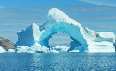 Ice arch, iceberg, nature, ocean