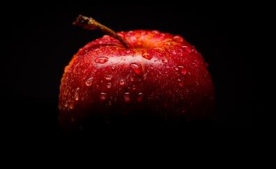 Red, fresh apple, close up