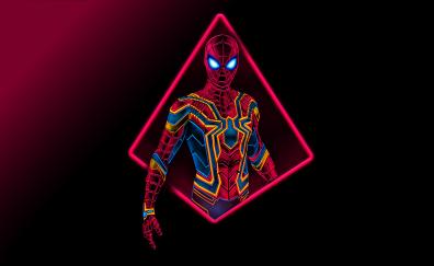 Spider-man, neon art, 2023