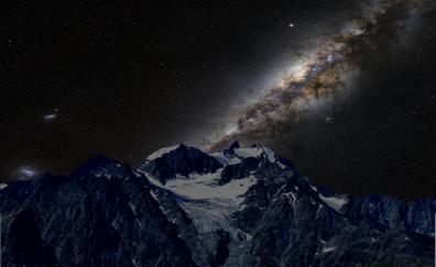 Milky way, starry night, dark, mountains