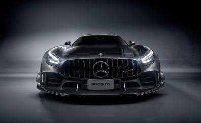Black car, Mercedes-AMG GT, car