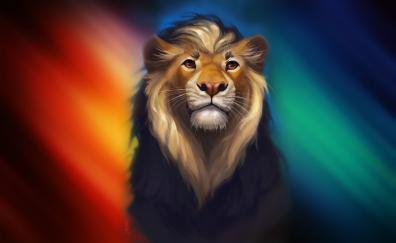 Lion, predator, multicolor, artwork
