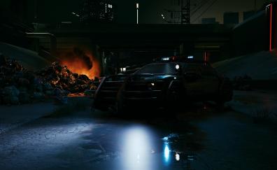 Car, video game, 2021, dark, Cyberpunk 2077