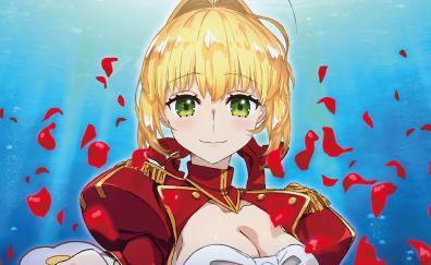 Red saber, beautiful, Fate/Extra Last Encore, anime girl