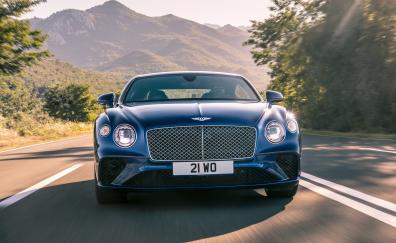 Bentley continental GT, blue luxurious car