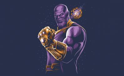 Thanos with infinity gauntlet, super villain, minimalism