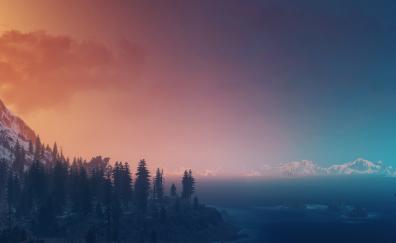 The Witcher 3: Wild Hunt, landscape, panorama, sky