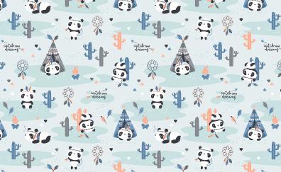 Pandas, pattern, cute