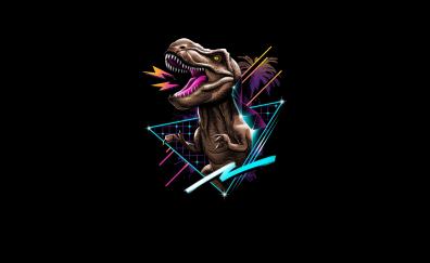 T-Rex, retro art, Dinosaur, minimal