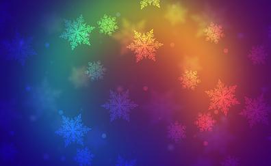 Abstract, colorful, snowflakes