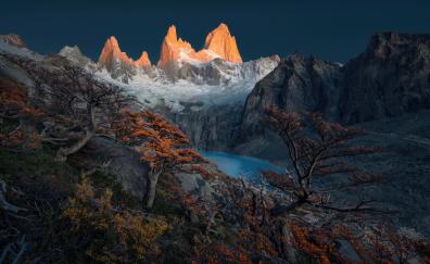 Patagonia of Argentina, mountains cliffs, nature