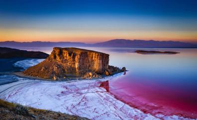 Lake Urmia, lake water, sunrise, Iran
