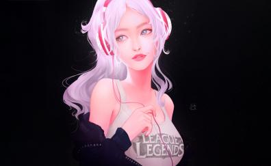 Beautiful woman, pink hair, art