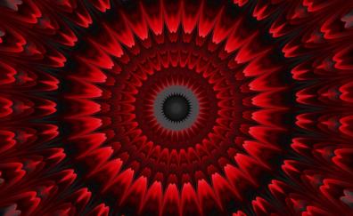 Red circles, pattern, mandala, fractal, art